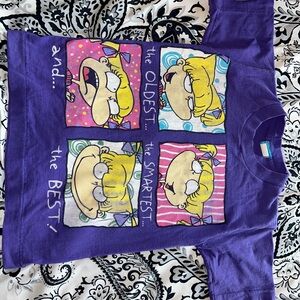 Purple Kids Cartoon Graphic T-Shirt Rugrats Angelica